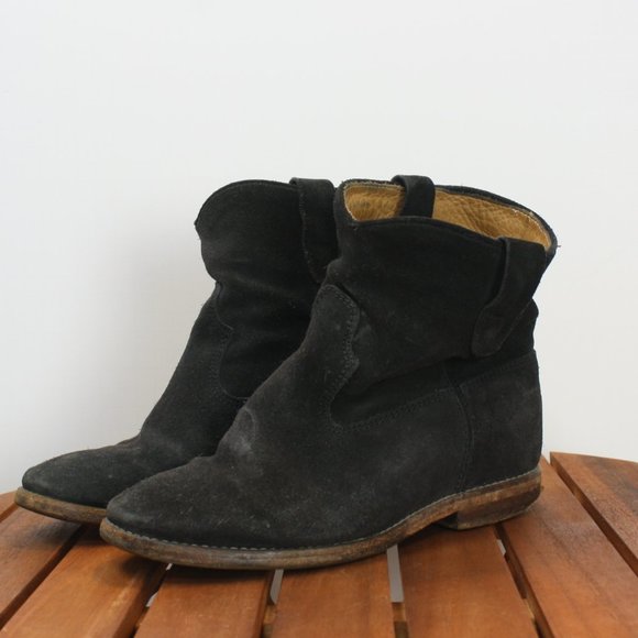 Isabel Marant Crisi hidden wedge ankle boot faded black suede 35 - Picture 7 of 16
